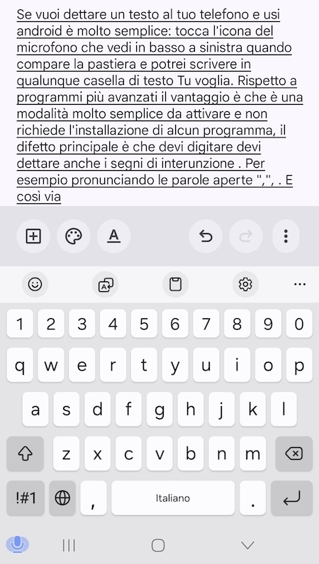 Dettare al telefono Android